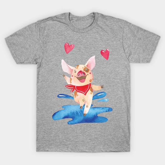 Happy Dancing Pig T-Shirt by susannefloe